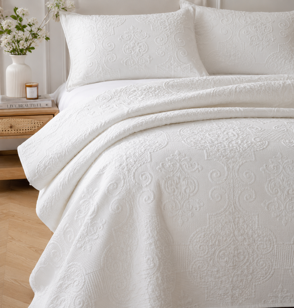 Boutique White Coverlet Set