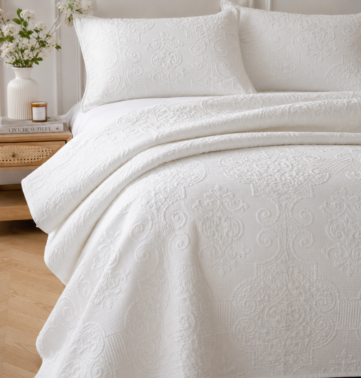 Boutique White Coverlet Set