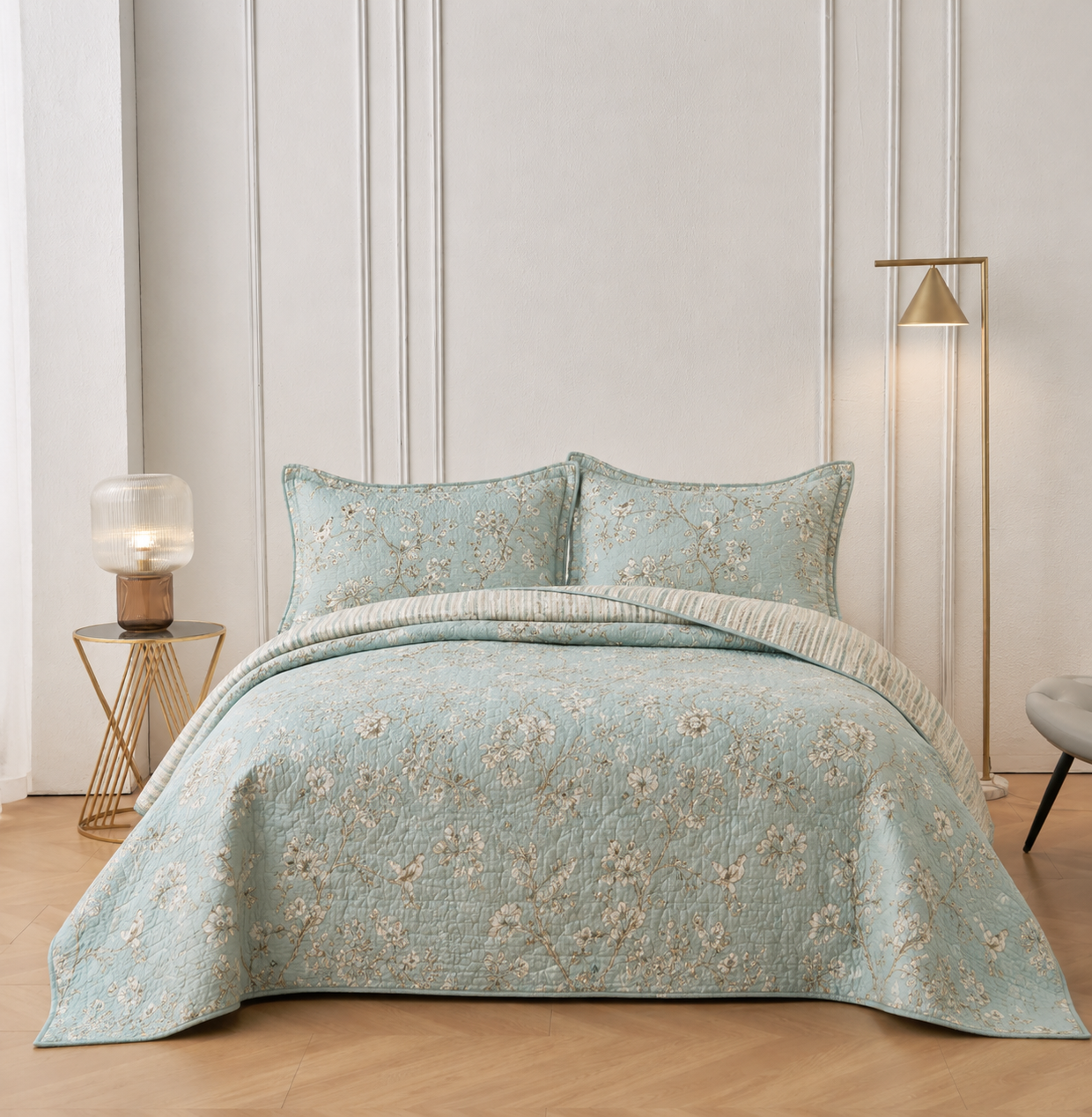 Lyon Teal Coverlet Set