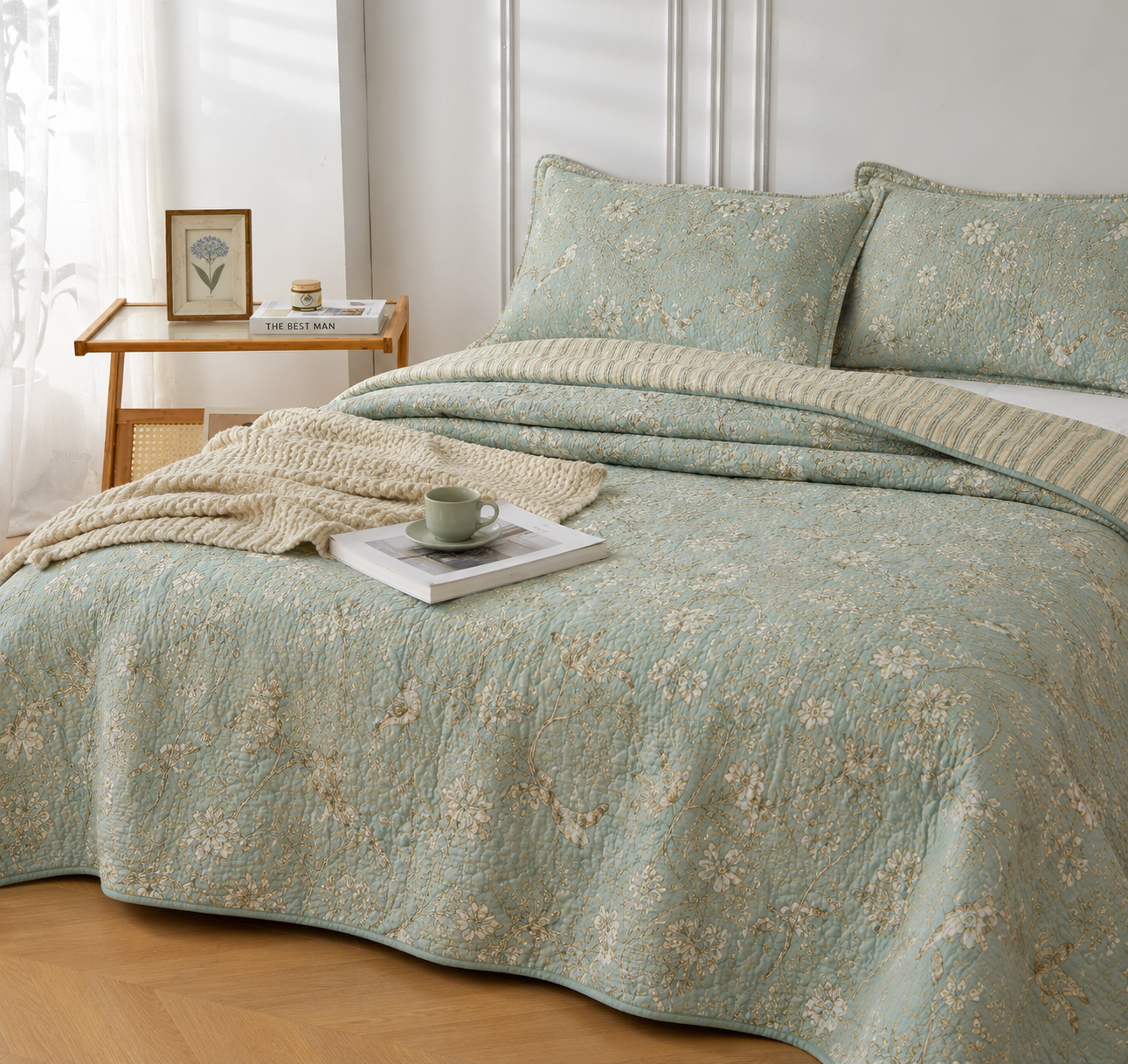 Lyon Teal Coverlet Set