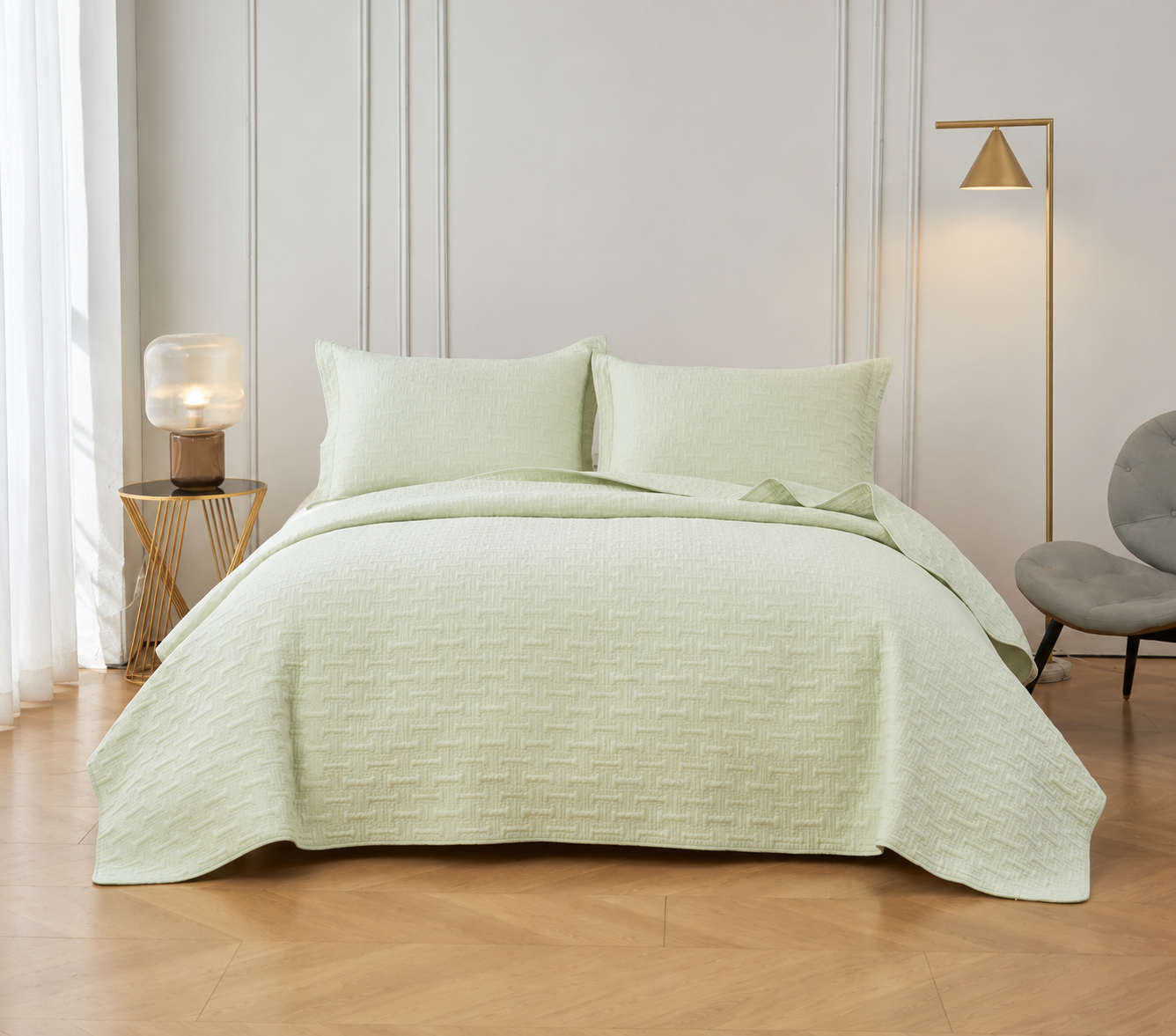 Milky Green Coverlet Set